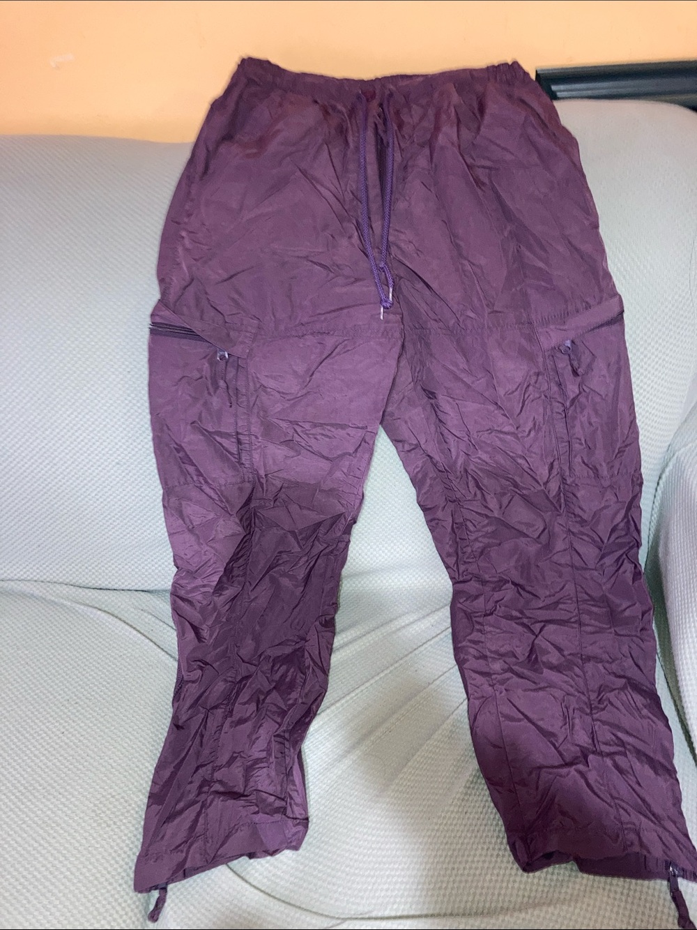 Women's Wine Drawstring Cargo Joggers